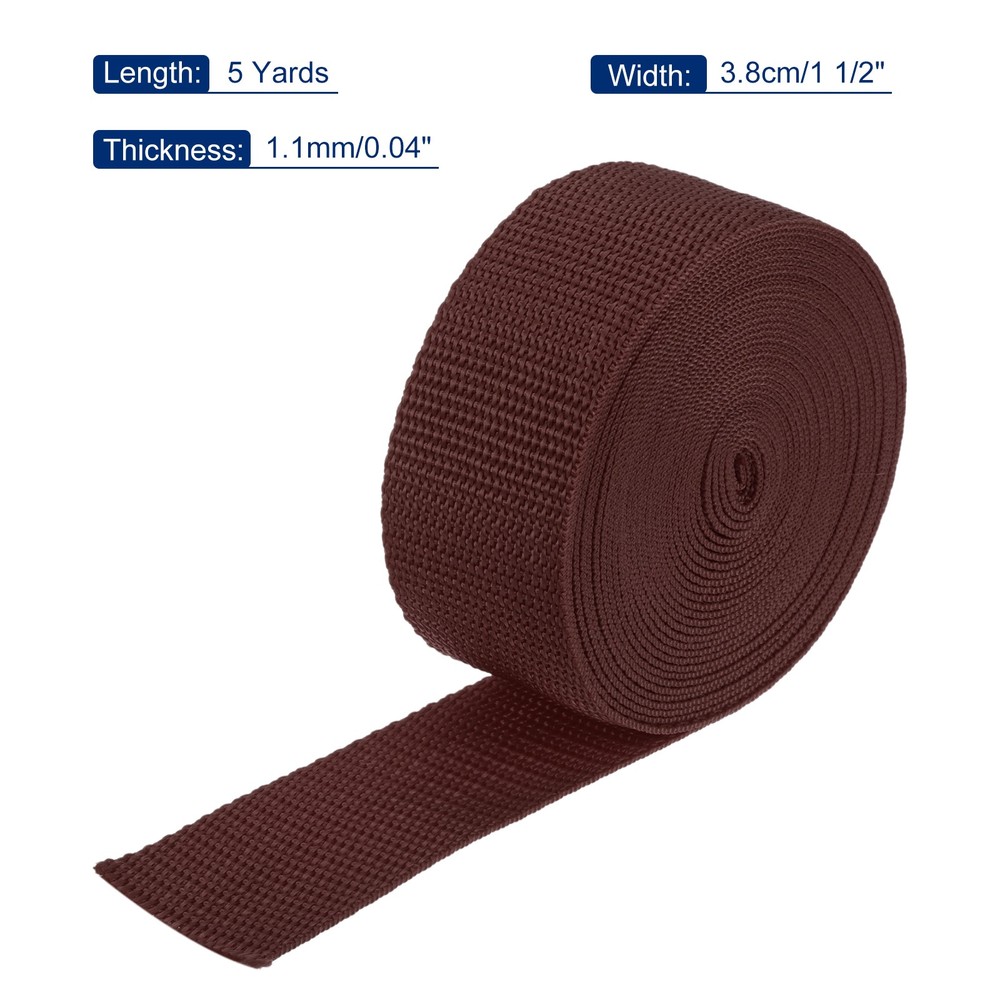 Lightweight Polypropylene Webbing Strap 3.8cm 5 Yard Brown