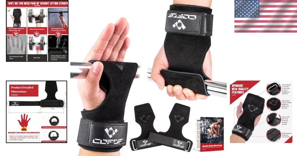 Double Layer Leather Weightlifting Wrist Straps for Enhanced Grip & Support