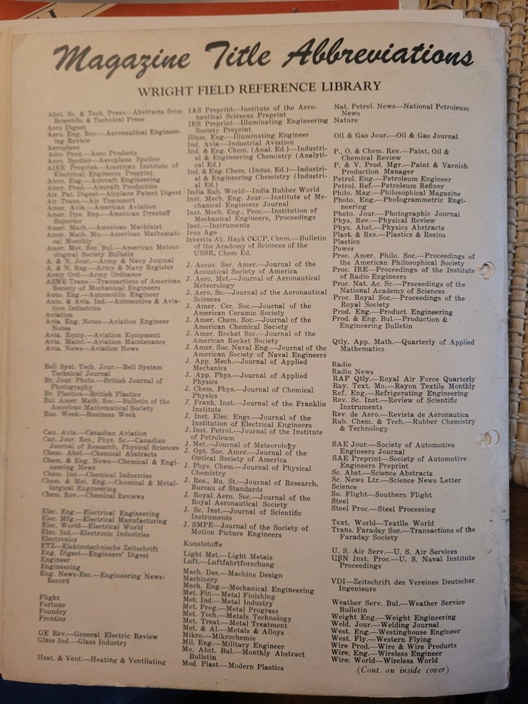 Rare Army Air Forces technical data Digest August 1945.