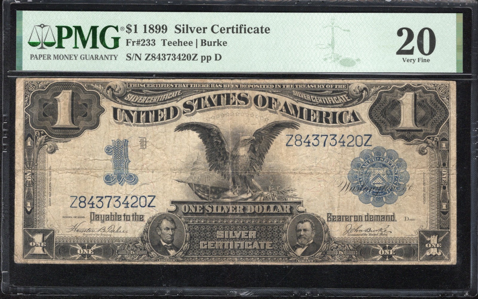 1899 $1 Silver Certificate "Black Eagle" PMG 20 Fr 233 73420