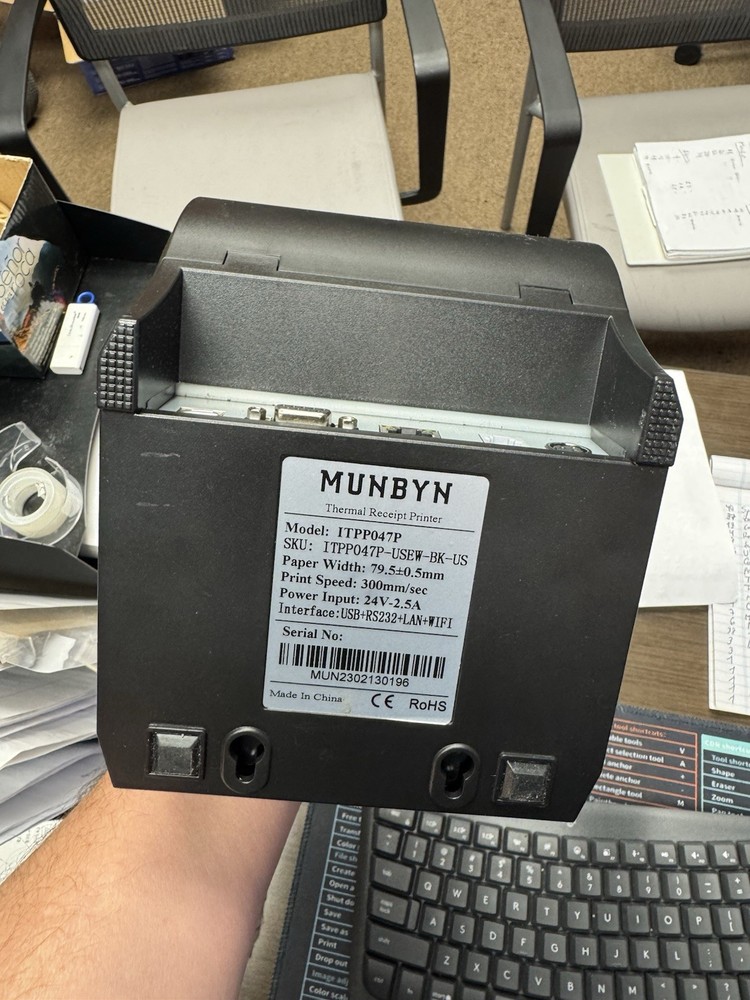 MUNBYN Thermal Receipt Printer ITPP047P USB RS232 LAN WiFi 79.5mm