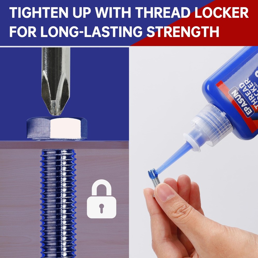 Threadlocker Blue and Red, 50mlx2 Thread Lock Medium and Strong Strength Lock...