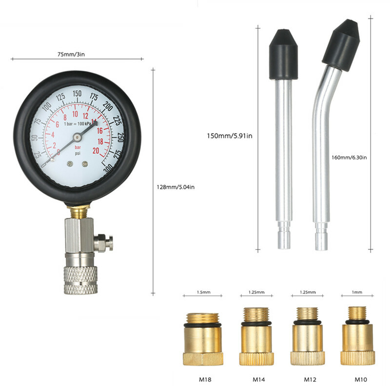 Car Diagnostic Cylinder Compressor Gauge Meter Test Pressure Compression Tester