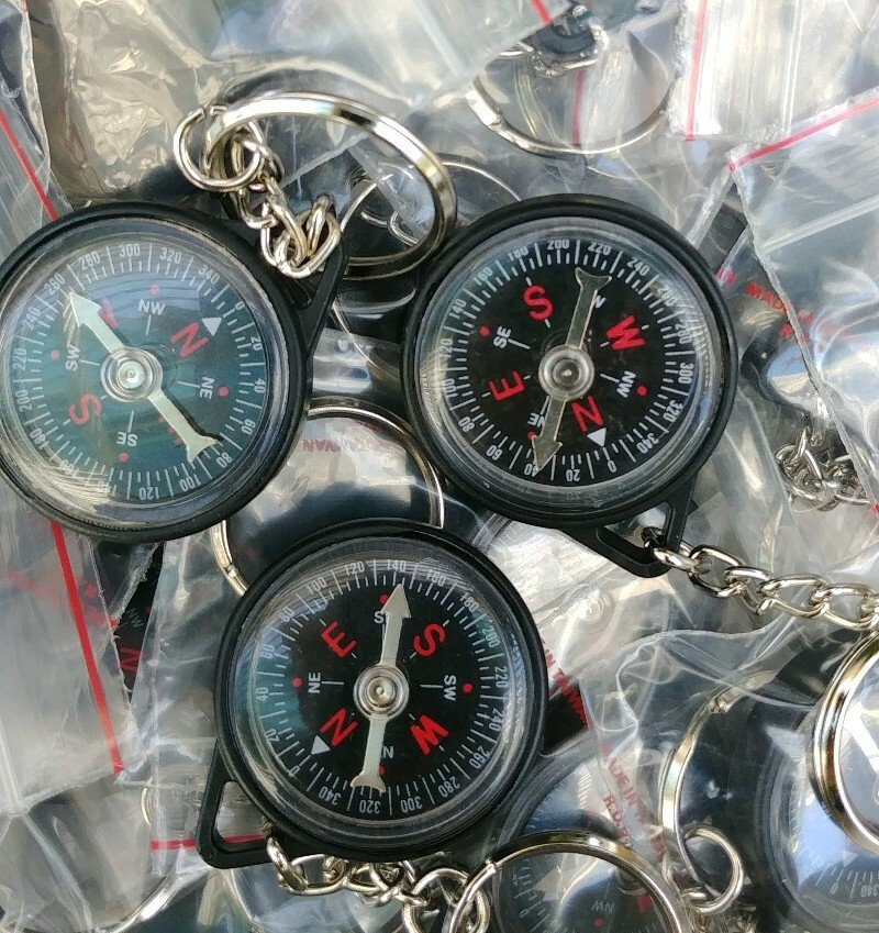 (20 PCS) Mini Compass with Chain Ring - USA Seller
