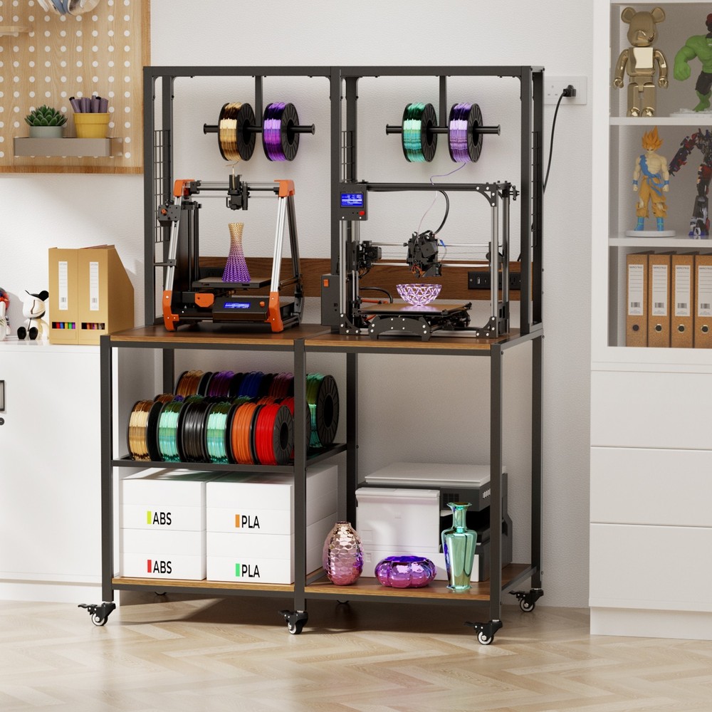 Heavy-Duty 3D Printer Stand with Filament Storage & Lockable Wheels