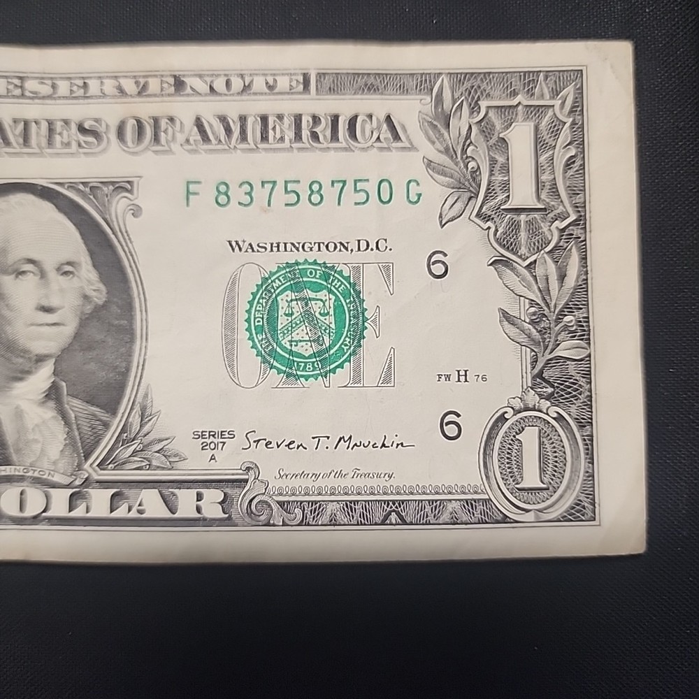 2017A $1 One Dollar Bill Error Misaligned Miscut paper money