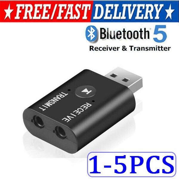 2in1 Bluetooth 5.0 USB Audio Transmitter Receiver Adapter Wireless for Car TV PC