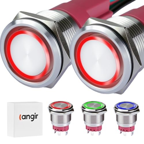 15Amp Push Button Switch，(0.866") 12V-24V Latching Push Button Switch 22mm Red