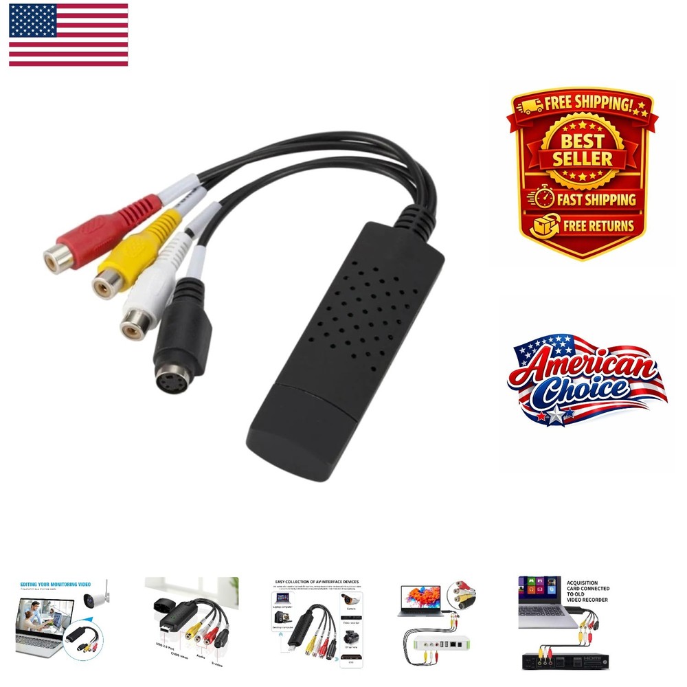 USB 2.0 VHS to Digital Converter - Easy Capture for Windows & Mac Users