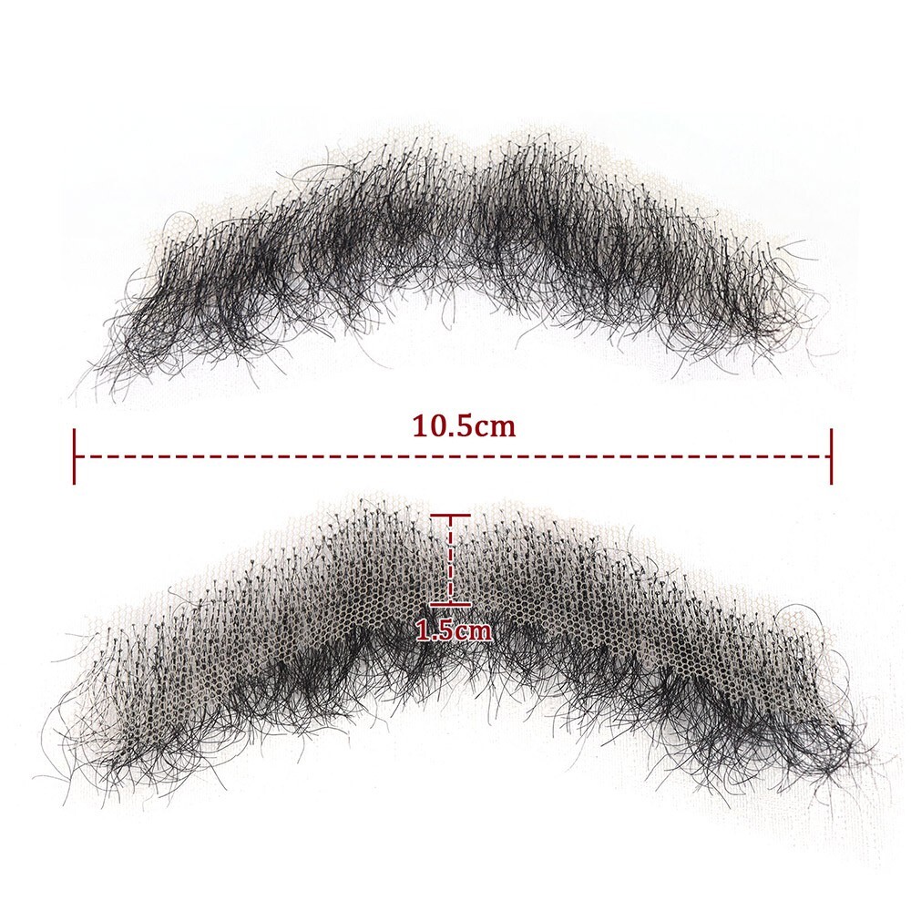 Afro Curly Men's Fake Beard 100% Human Hair Face Mustache Realistic Reusable