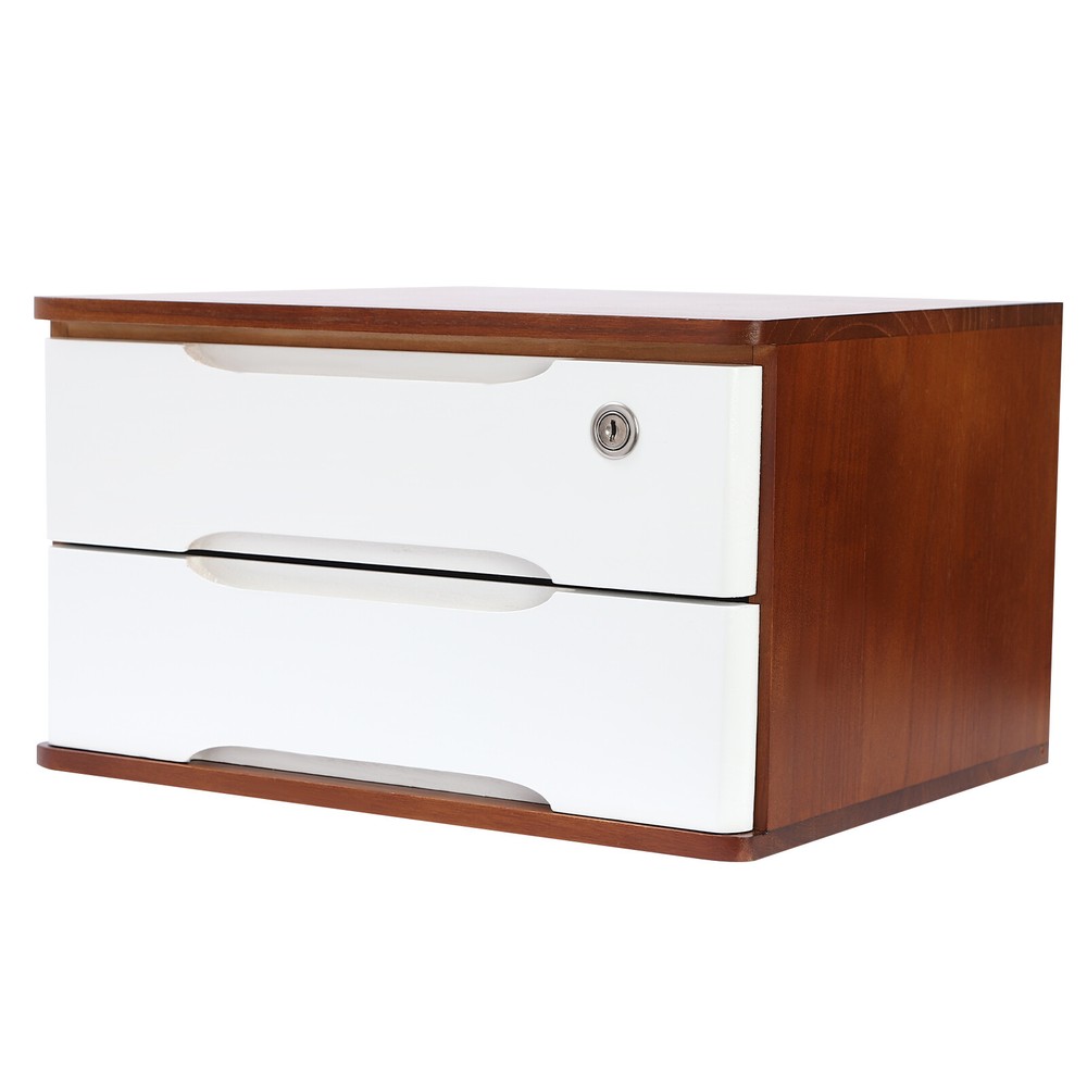 Wooden Desktop Storage Box, Desk Organizer, Desktop Storage Box with Lockable