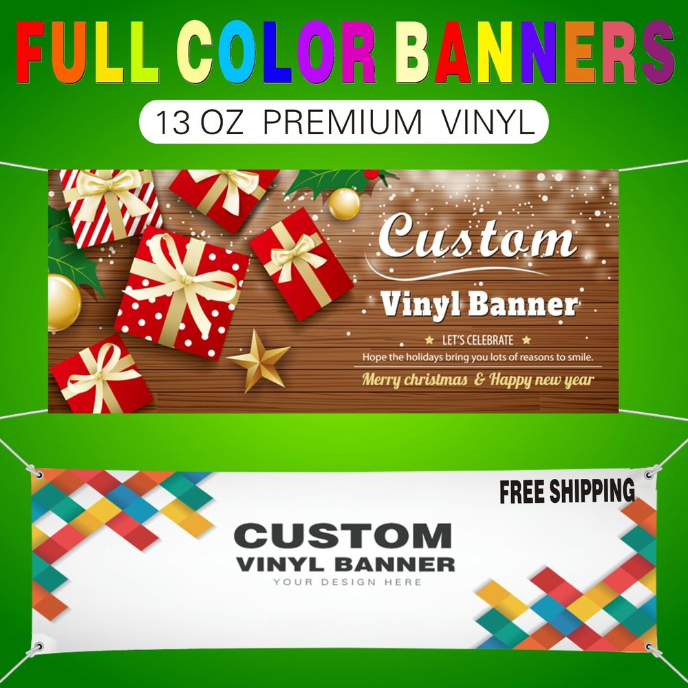 2' x 8' Custom Vinyl Banner 13oz Full Color Sign - Free Basic Design Include