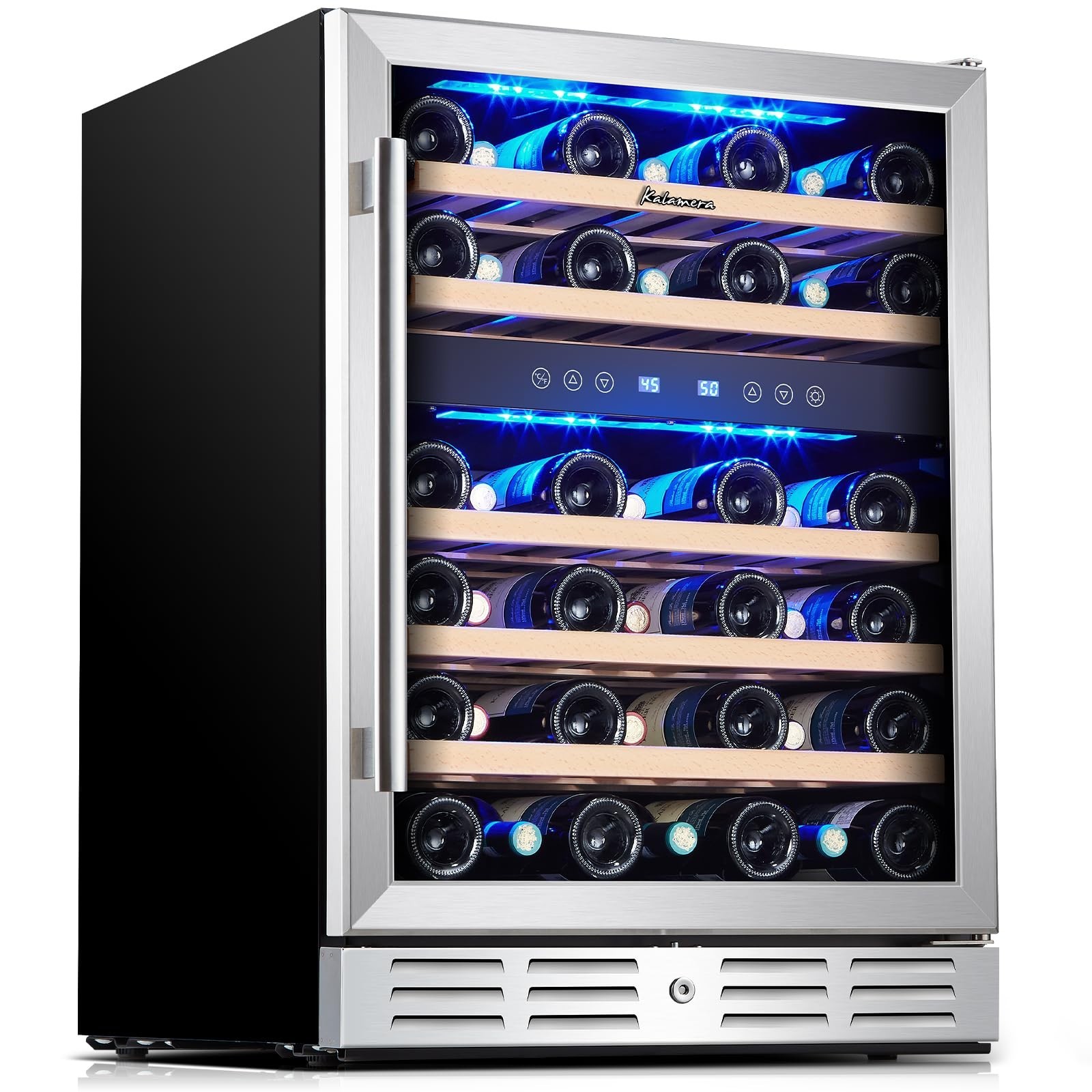 Kalamera 24 inch Wine Cooler, 37 Bottle, Stainless Steel KRC-150DZB