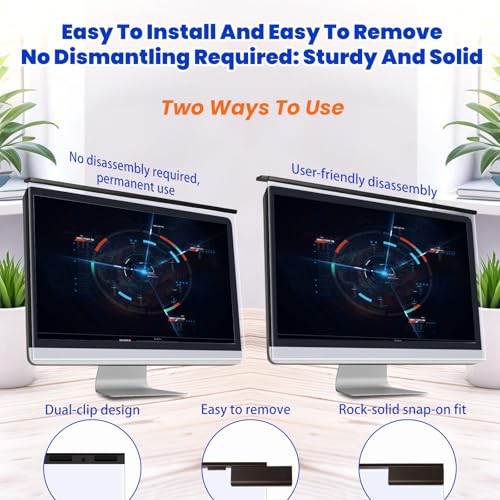 Blue Light Blocking Screen Protector for 27" 16:9 Computer Monitors, Removable