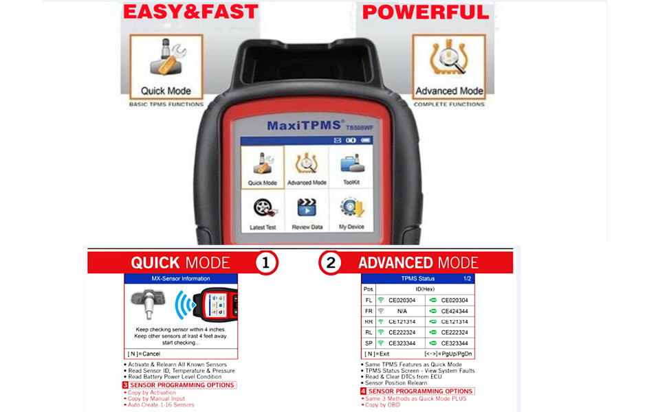 AutelMaxiTPMS TS508WF Programming/Relearn/Activation/Reseat/Diagnostic Tool Kit