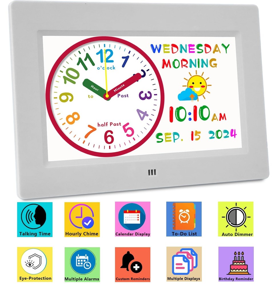 Véfaîî Digital Teaching Clock Talking Time, 24 Alarms Custom Remi