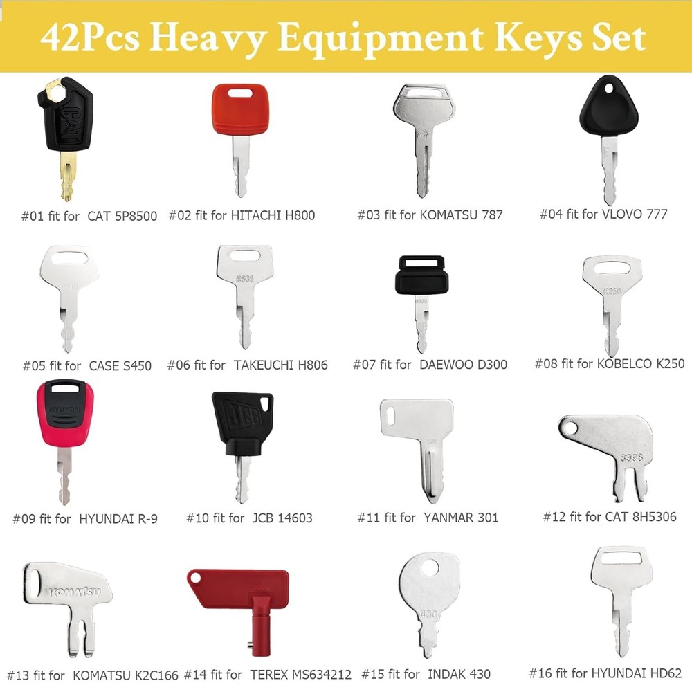 Heavy Equipment Key Set Construction Ignition Keys Excavator Loader Backhoe 42pc