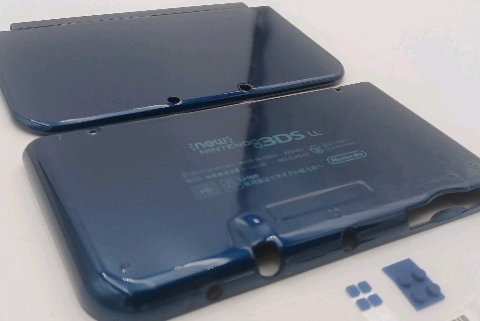 New Nintendo 3ds Xl LL Blue Replacement Shells Front/Rear+Rubbers + Screws+Label