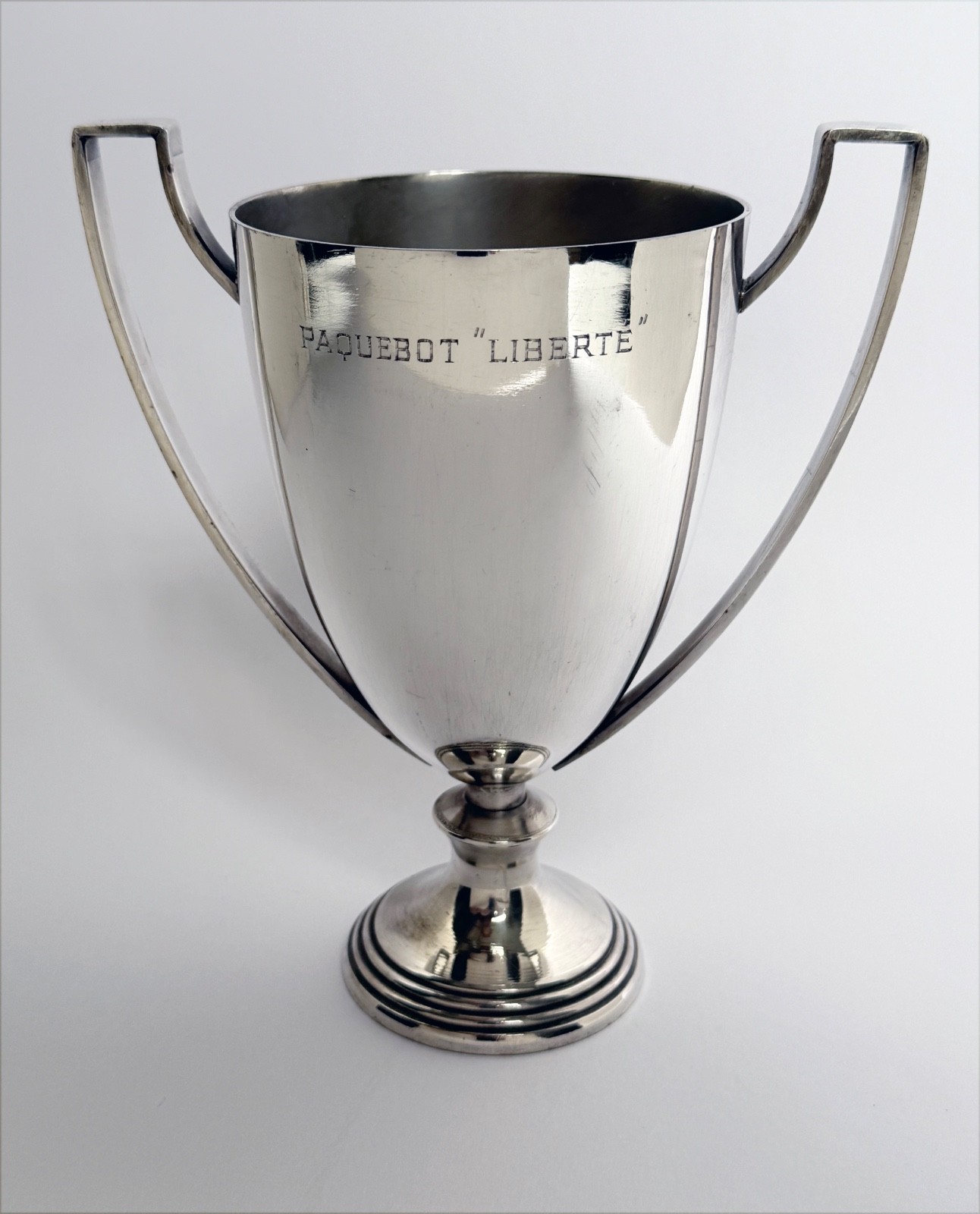 Paquebot Liberte ocean liner silver cup Orfevrerie Wiskemann 8 gram silverplate