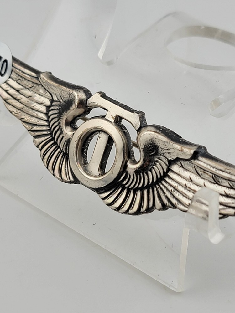 Rare Post- WW2 AAF Technical Observer Wing Badge. Sterling Silver. VG Cond.
