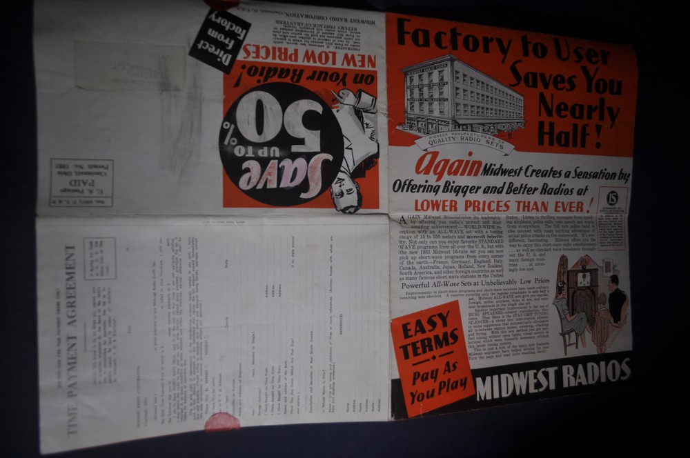 Ca 1934 Midwest Radio Fold Out Advertisement