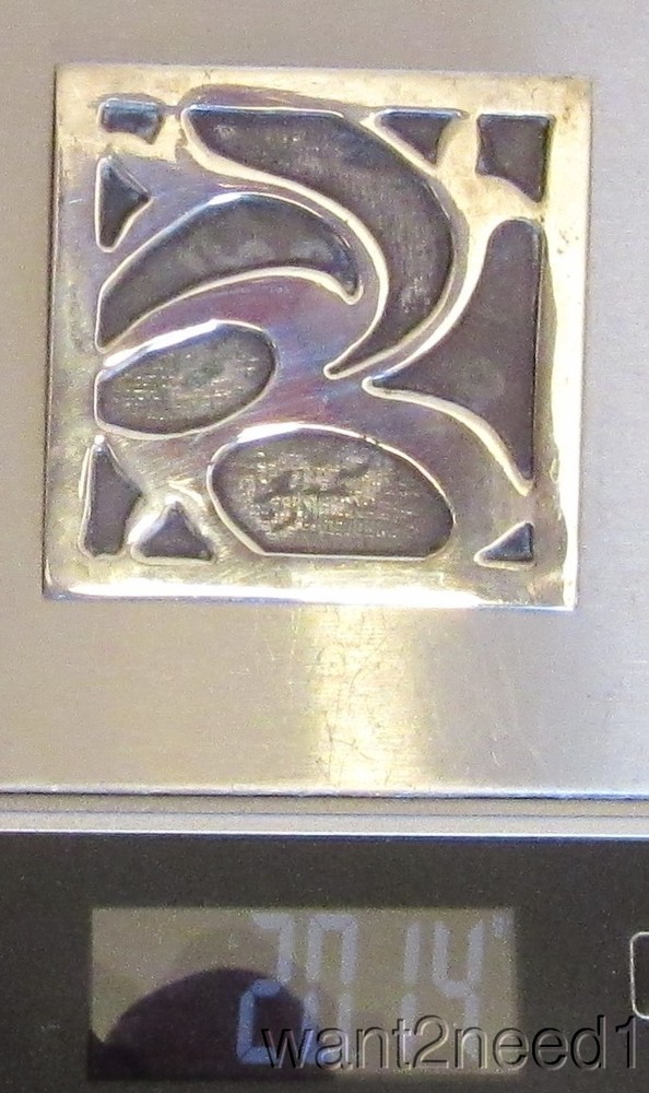 MCM Studio Sterling Silver Button Artisan Signed JL handmade 2" large square