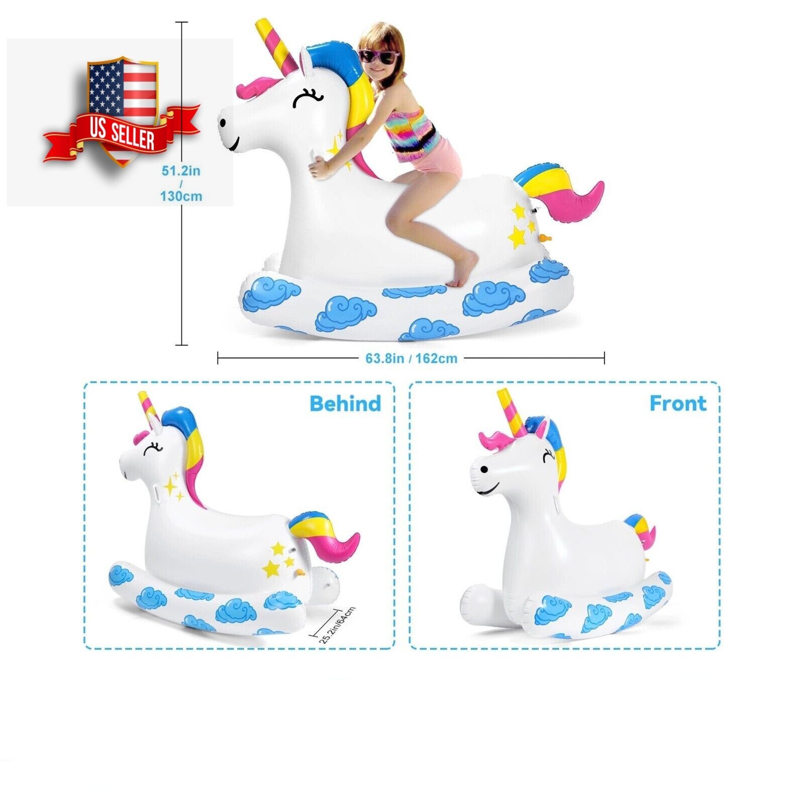 Unicorn Sprinkler for Kids Giant Inflatable Unicorn Pool Float Ride on