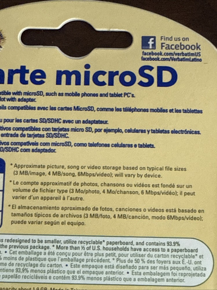 Verbatim microSD Card 2GB (w/SD adapter)
