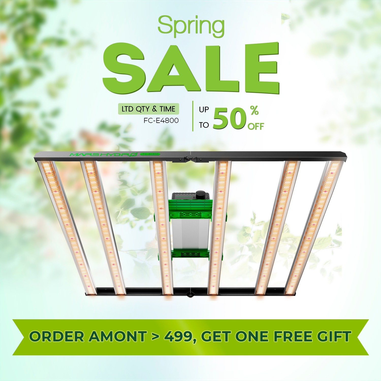 MARS HYDRO Smart FCE4800 LED Grow Light Bar Full Spectrum Dimmable Grow Lighting