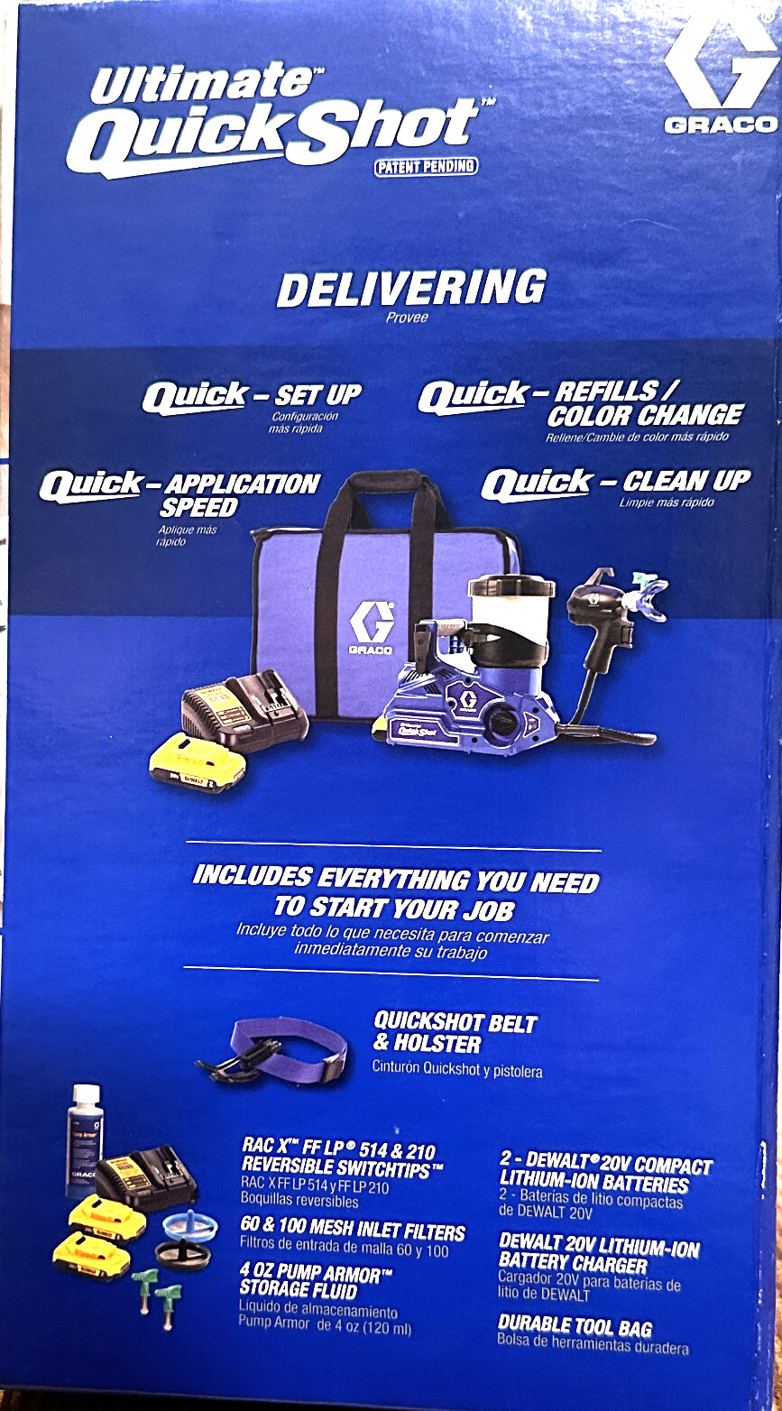 GRACO 826308 Ultimate QuickShot 20V Portable Airless Sprayer USA (NEW)