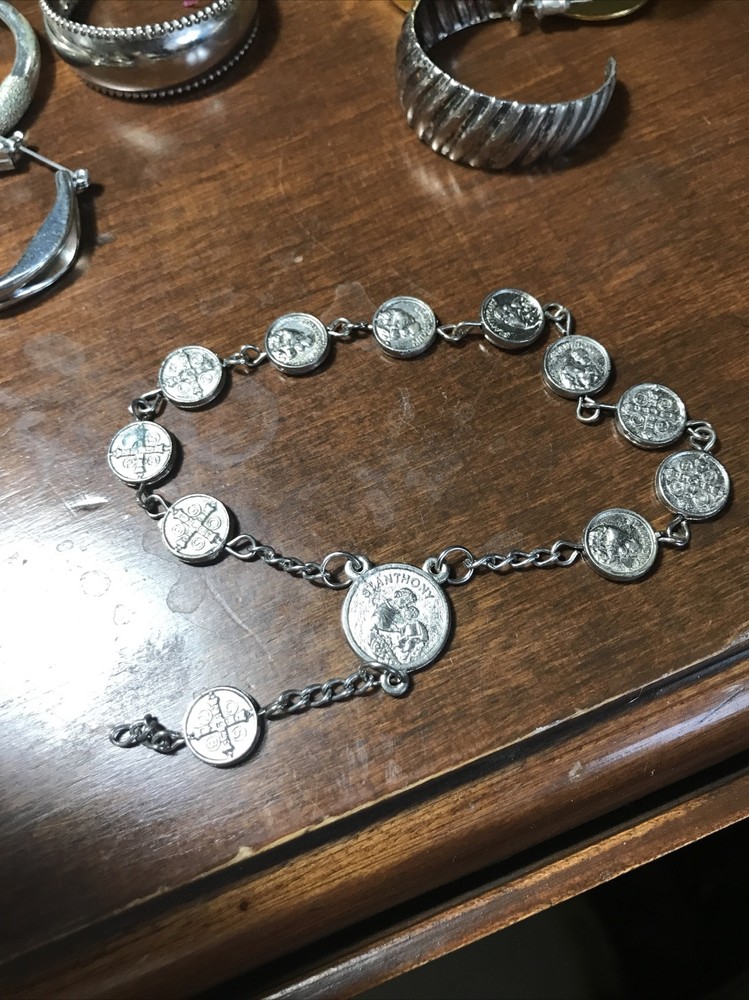 St Anthony Pray For Us Silver Beads Chaplet