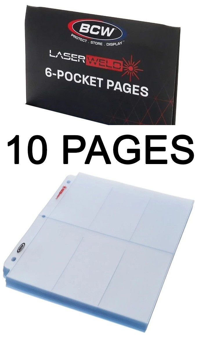 10 BCW Pro 6-Pocket Card Pages Sports Widevision Gameday Sheets Clear Protector