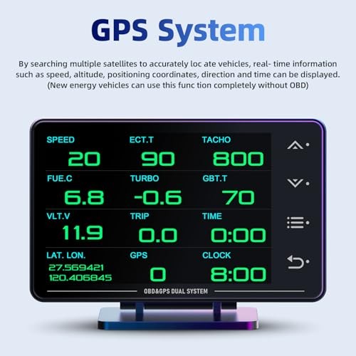 Obd2 Gauge Display Heads Up Display 4.3-inch TFT LCD Screen Multi-Function