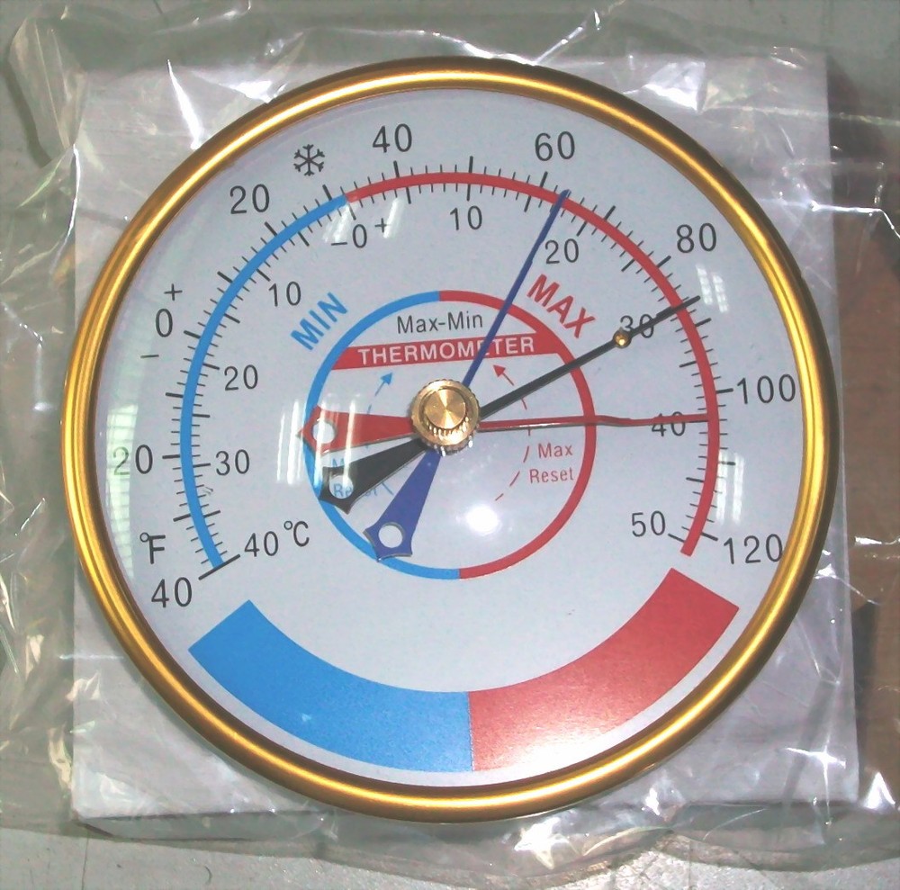 Household Thermometer Minimum Maximum Temperature Display Aluminum Case