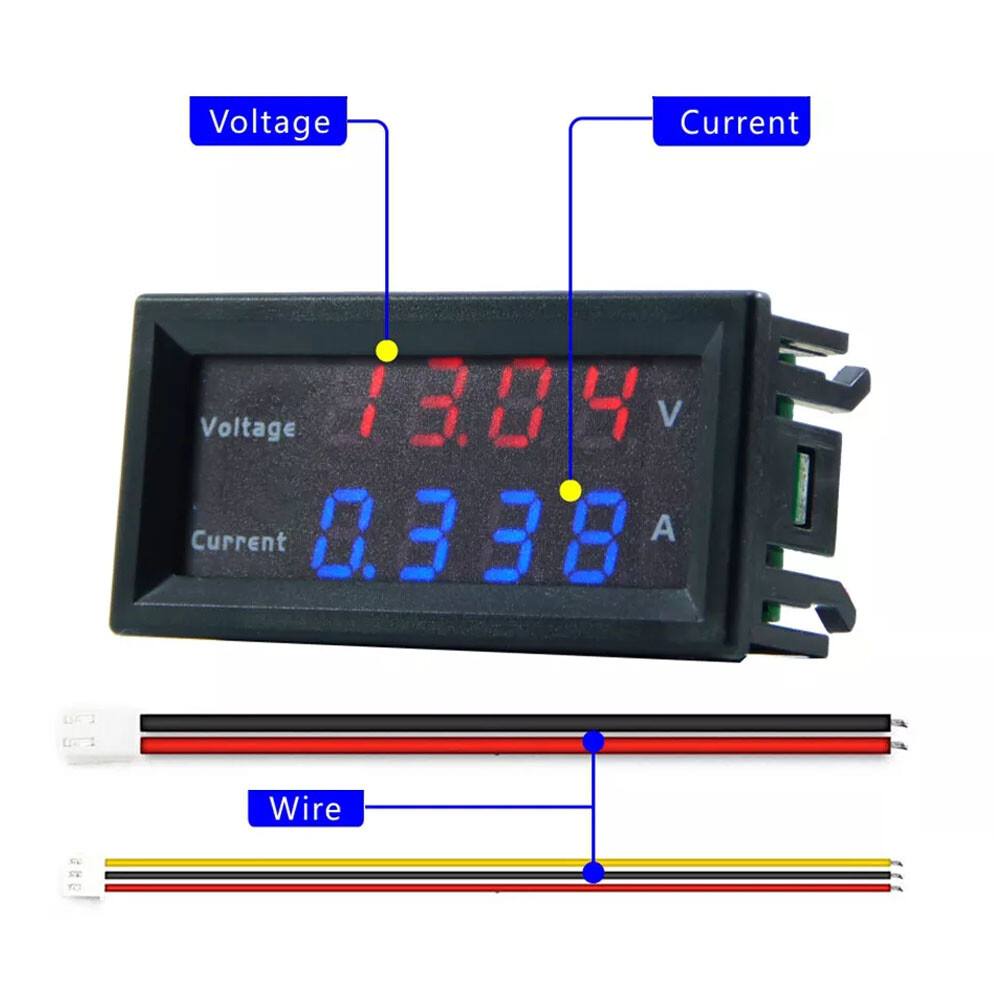 2x M4430 DC 200V Digital Voltmeter Ammeter LED Display Voltage Amp Panel Meter