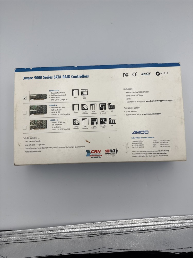 AMCC Storage 3WARE 9500S-4LP PCI-64BIT SATA RAID Controller 701-0190-05 C KIT