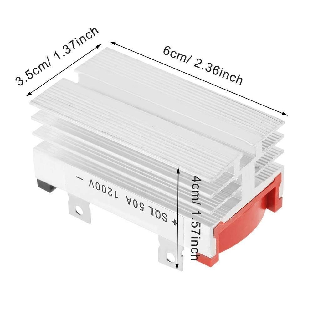 2Pcs SQL 1200V 50A Bridge Rectifier, 3 Phase AC to DC Diode with Heatsink