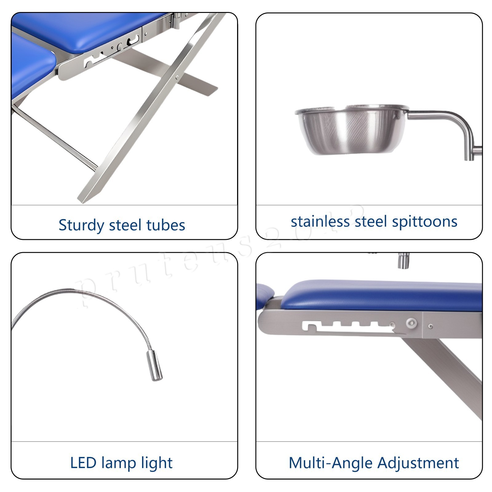 Portable Dental Chair Mobile Simple Folding Chair + Rechargeable LED Light Tray