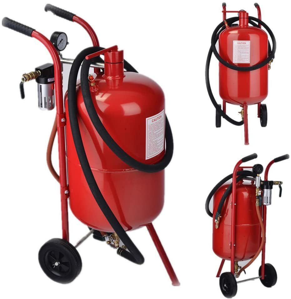 Portable 10 Gallon Pressurized Abrasive Air Sandblaster Sand Blaster W/Nozzle