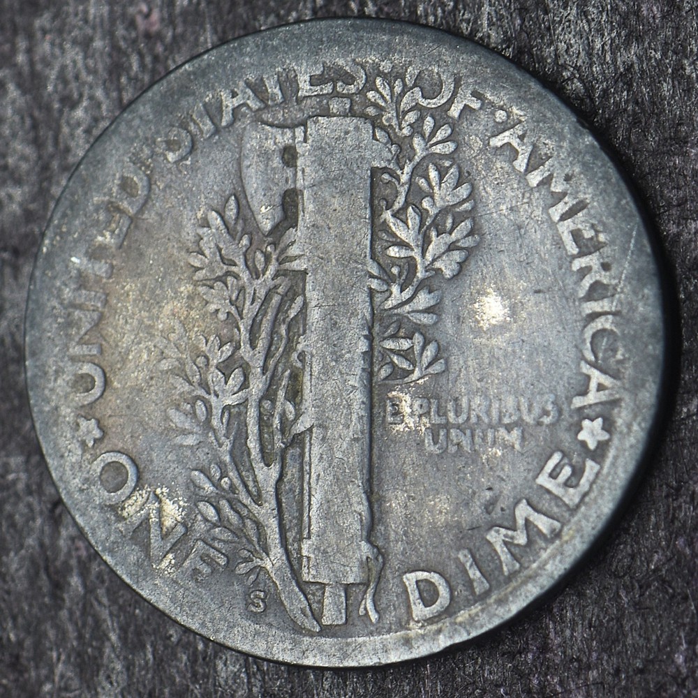 1925-S "Dark Toned Mercury Silver Dime 10C - COINGIANTS -