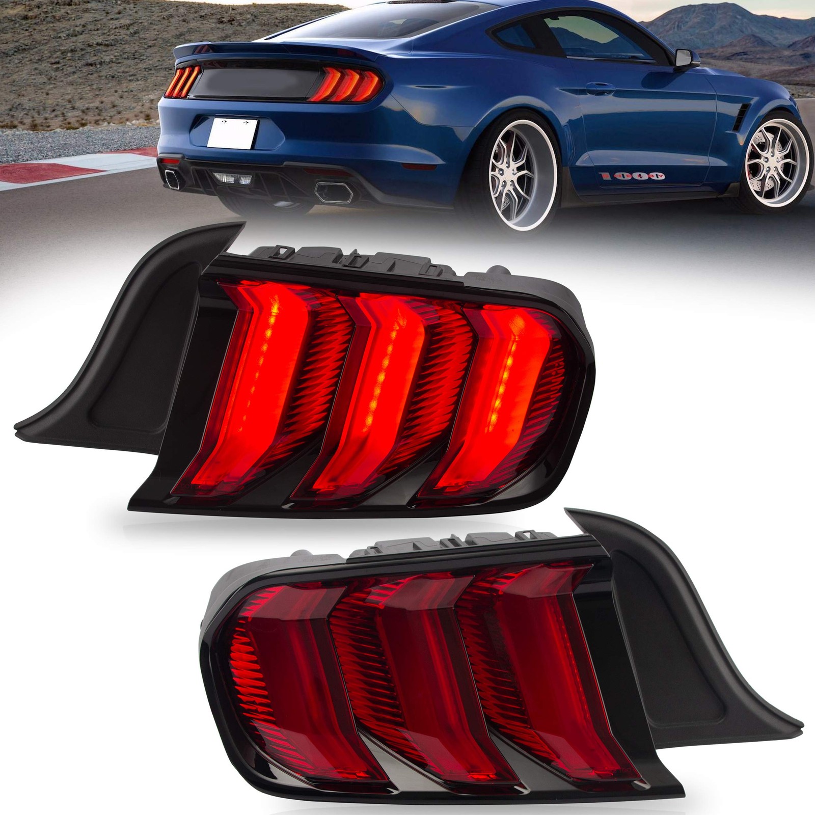 Tail lights Assembly Fit for 2015-2020 Ford Mustang 6th Gen Plug-and-play