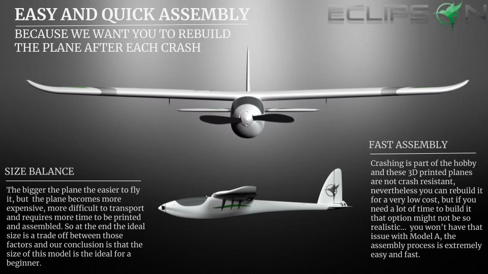 The Ravens Forge Eclipson Model A 3D Printed PLA RC Airplane Kit