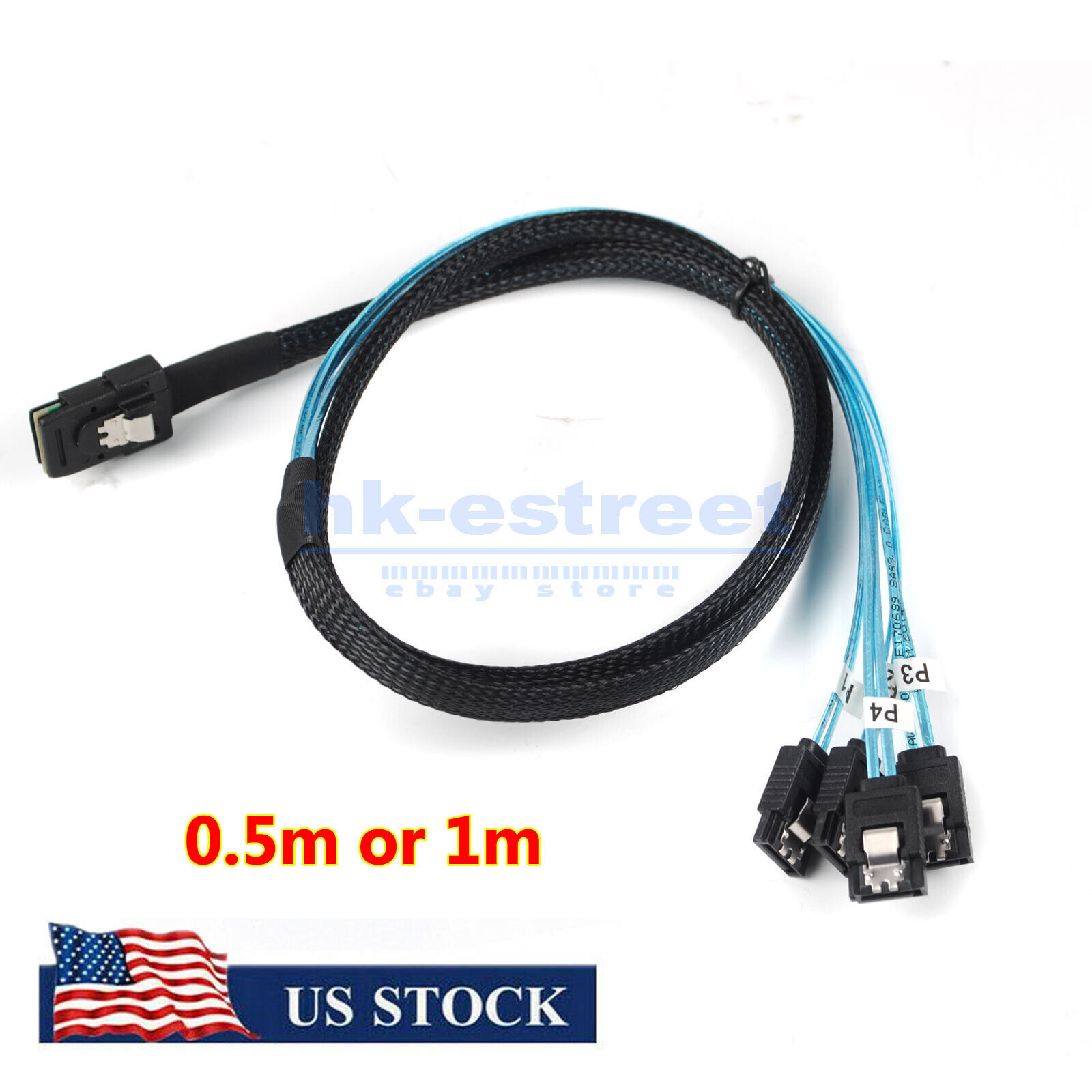 Lot Mini SAS to 4-SATA SFF-8087 Multi-Lane Forward Breakout Internal Cable US