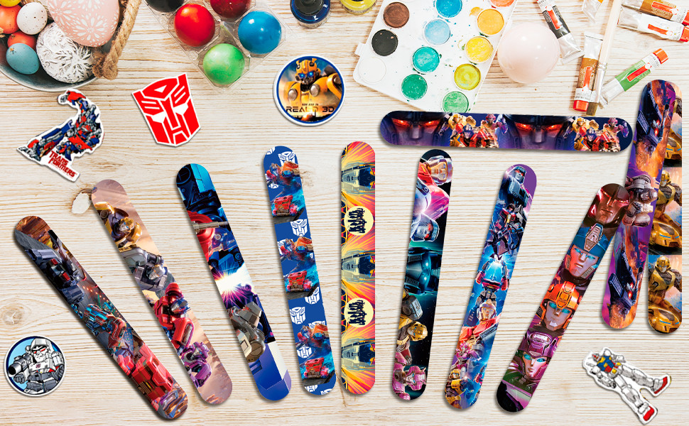 Transformers Slap Bracelets Kids Wrist Slap Bands Party Bag Filler Gift Sticker
