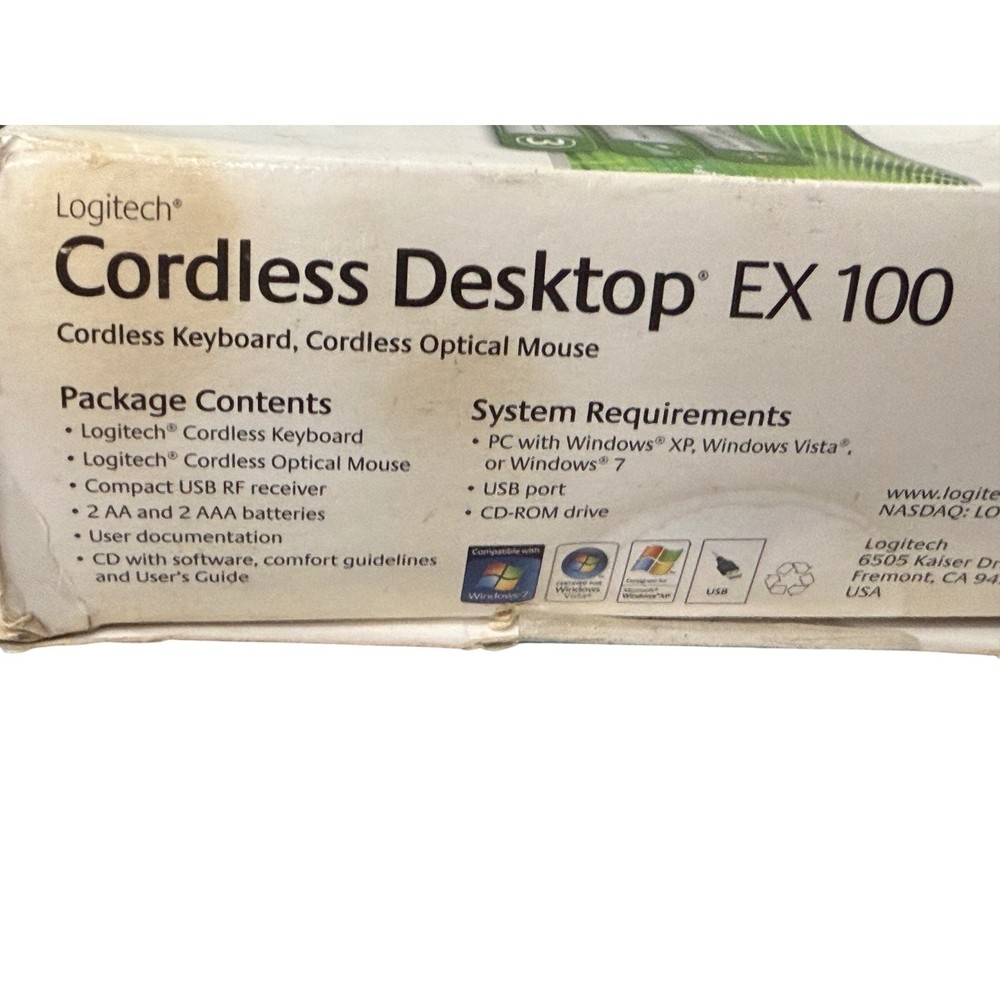 Logitech Cordless Desktop EX 100 Wireless Keyboard & Optical Mouse Bundle Black