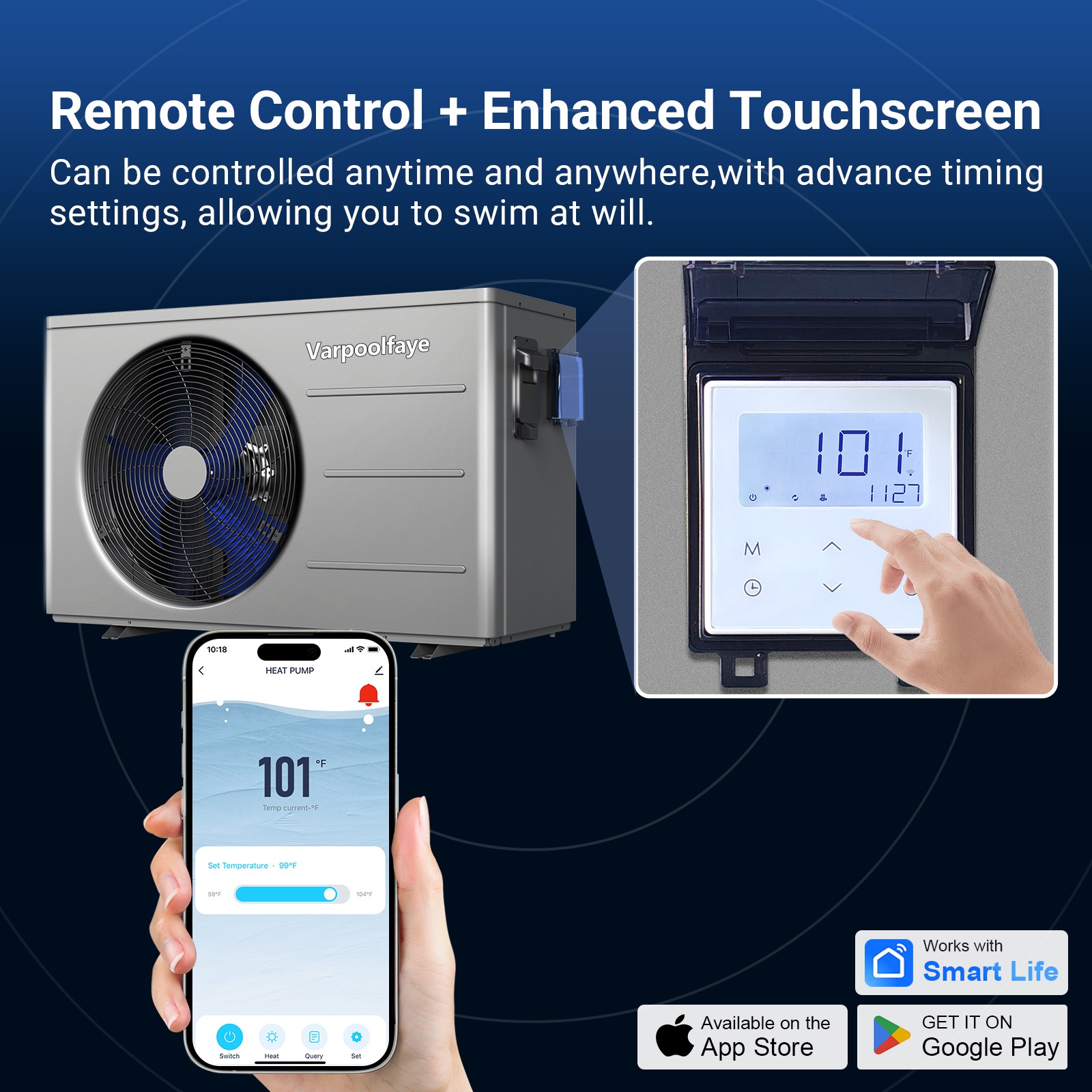 Varpoolfaye Above Ground Pool Heat Pump for Inground Swim Pool Heater 30000BTU