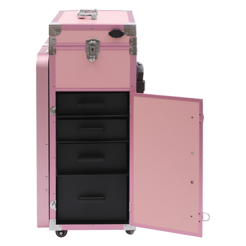 Nail Desk Mobile Station Rolling Makeup Train Case Manicure Table