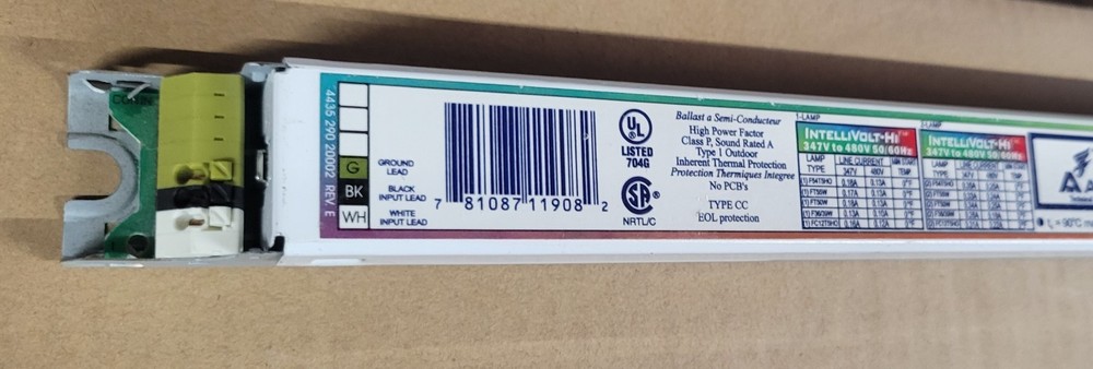 Advance HCN-2S54-90C Programmed Start Electronic Ballast 347/480V