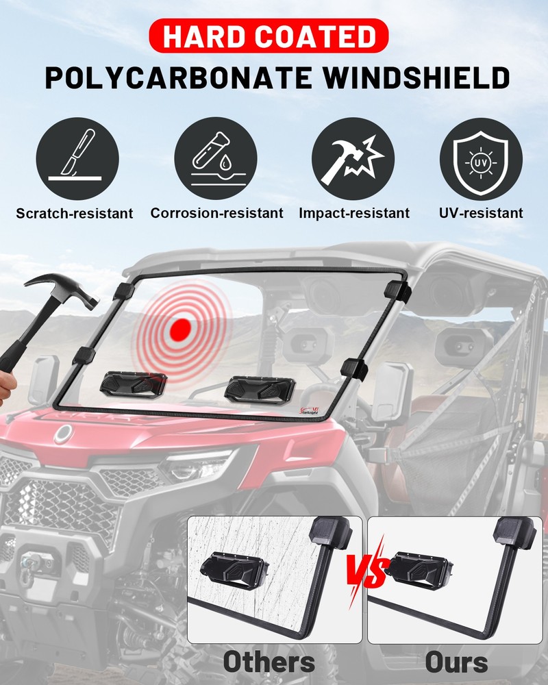 Scratch-Resistant Vented Full Windshield For CFMOTO UForce U10 Pro/ U10 Pro XL