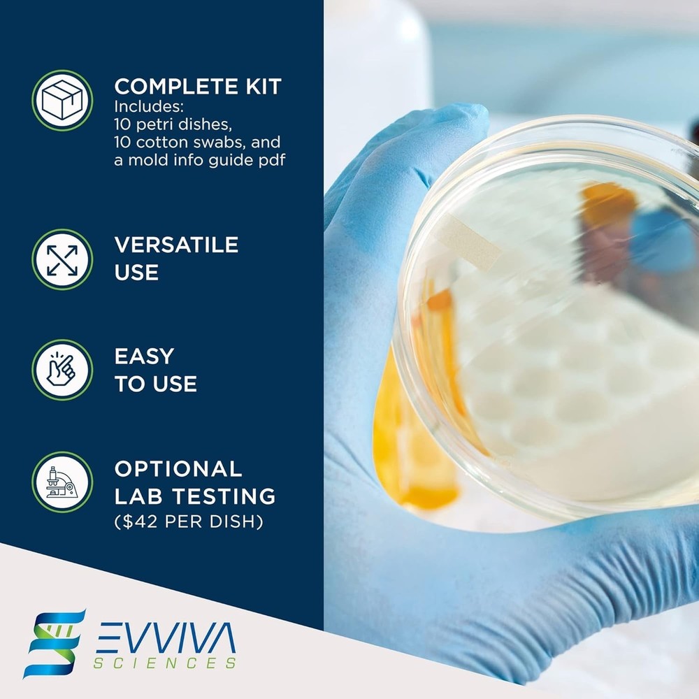 Evviva Sciences Mold Test Kit for Home-10 Simple Detection Tests-Optional Lab